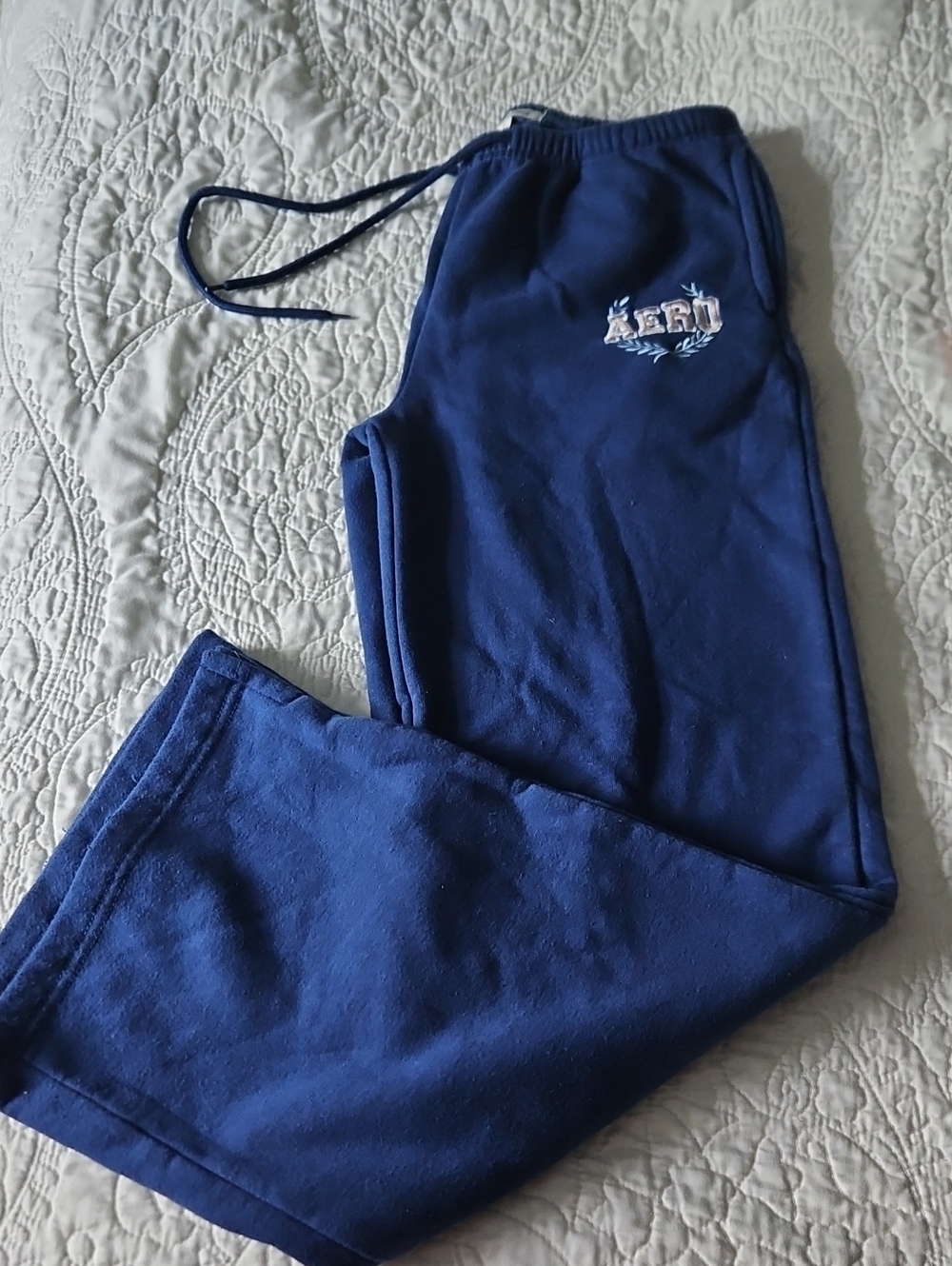 Aeropostale Navy Wide Leg Sweatpants with Drawstring